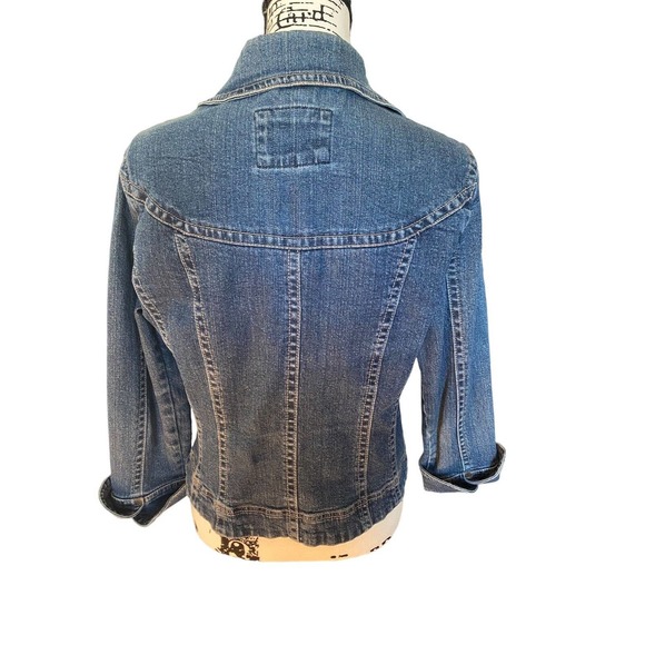 Women’s Live a Little Size Medium Denim Jacket Flattering Fitted Blazer Casual - Picture 5 of 8